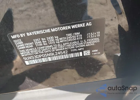 2022 BMW X3 xDrive30I from USA, damaged, VIN 5UX53DP05N9L24542